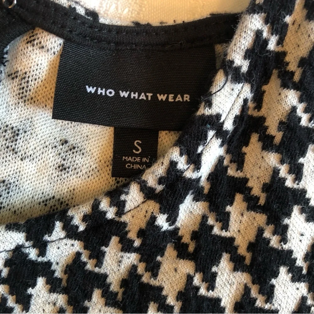 Who What Wear Black & White Houndstooth Cotton Blend Long Sleeve Top Size S - Picture 5 of 6